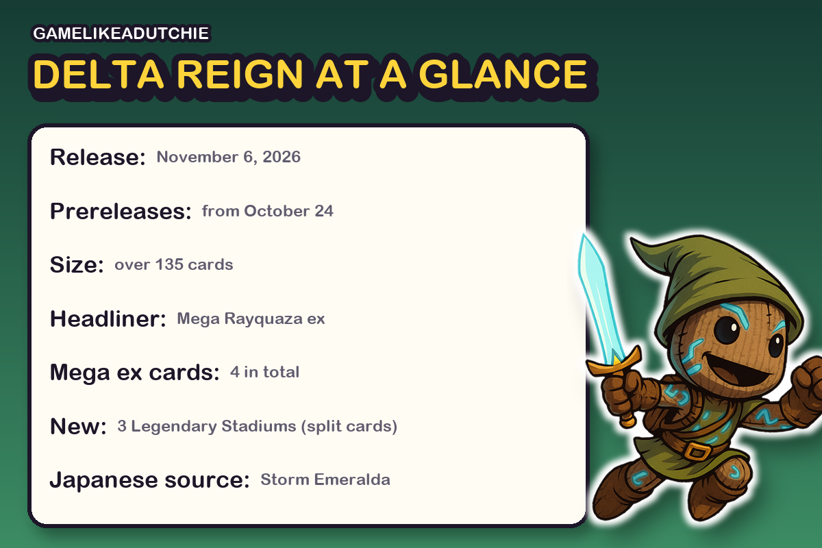 Delta Reign at a glance: release date, prereleases, set size and the Mega Rayquaza ex chase card