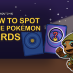 A real and a fake Pokémon card side by side, with a phone flashlight shining through the fake
