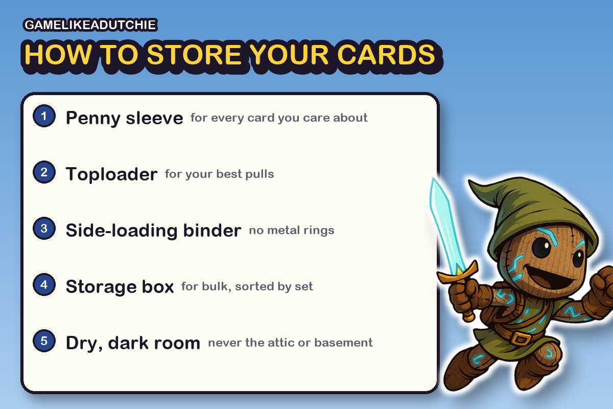 Five steps to store Pokémon cards, from a penny sleeve to a dry, dark room